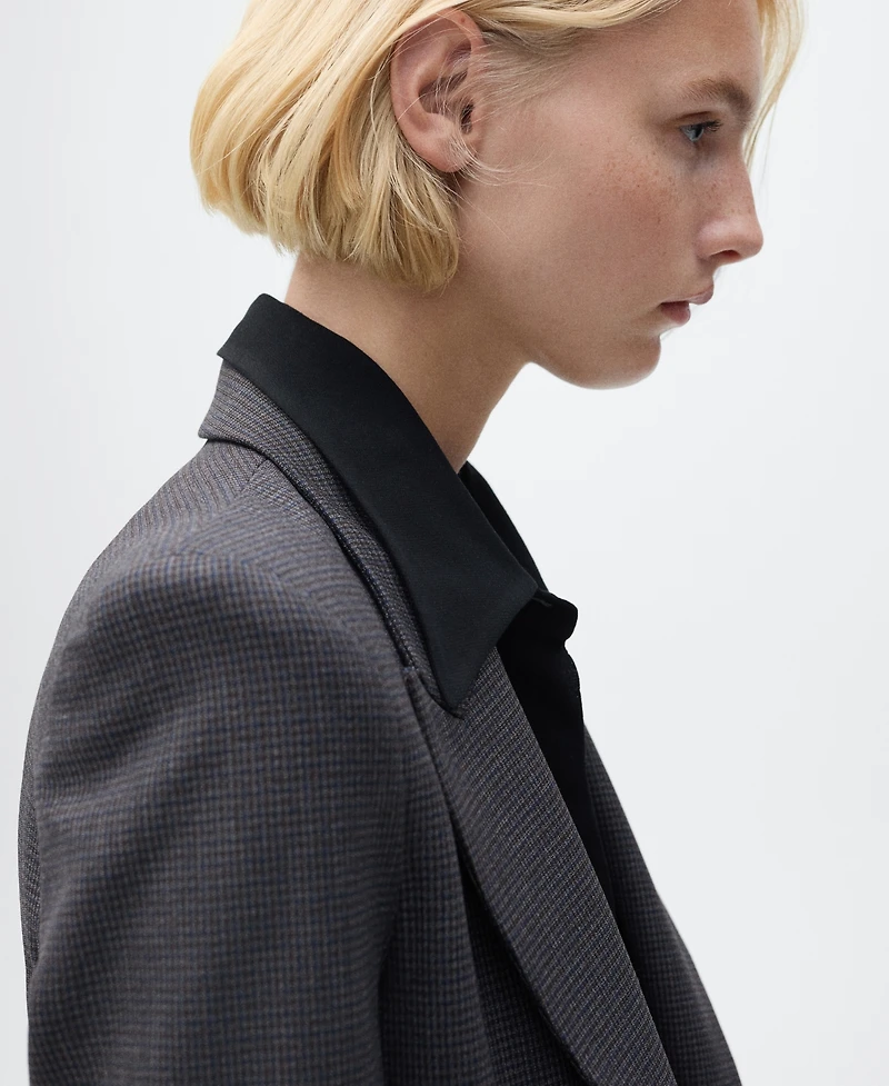 Mango Women's Straight-Fit Micro-Houndstooth Jacket