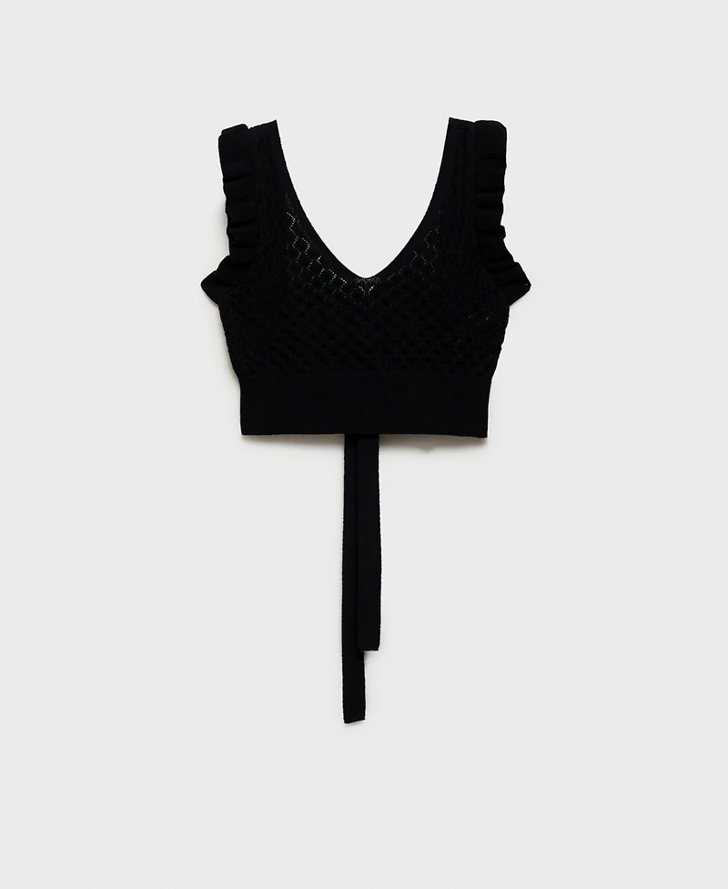 Mango Women's Back Bow Detail Crop Top