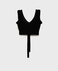 Mango Women's Back Bow Detail Crop Top