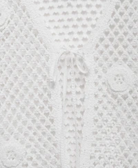 Mango Women's Bow Closure Crochet Cardigan