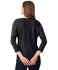Melissa Paige Women's Boat-Neck Diamond-Knit Dolman-Sleeve Sweater
