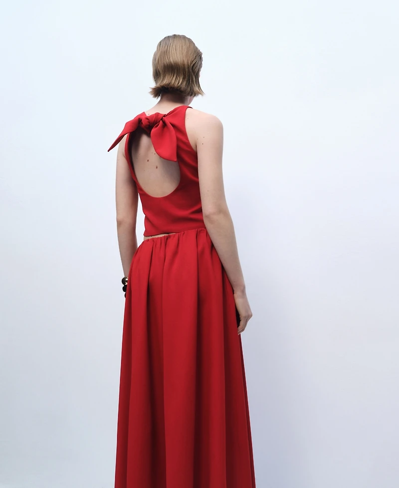 Mango Women's Back Bow Detail Crop Top