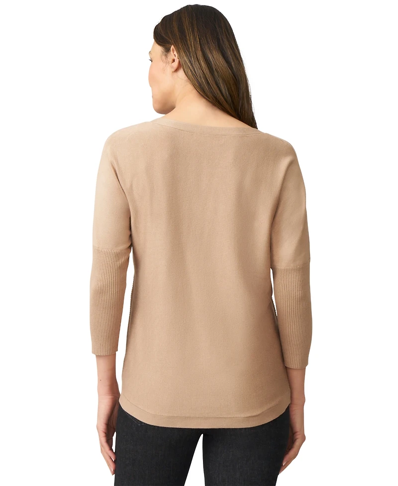 Melissa Paige Women's Boat-Neck Diamond-Knit Dolman-Sleeve Sweater