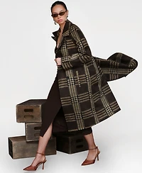 Avec Les Filles Women's Single-Breasted Plaid Coat