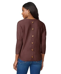 Melissa Paige Women's Boatneck Button-Back Dolman-Sleeve Sweater