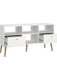 Tvilum 23.94" Wood 2 Drawer and 4 Shelf Tv Stand