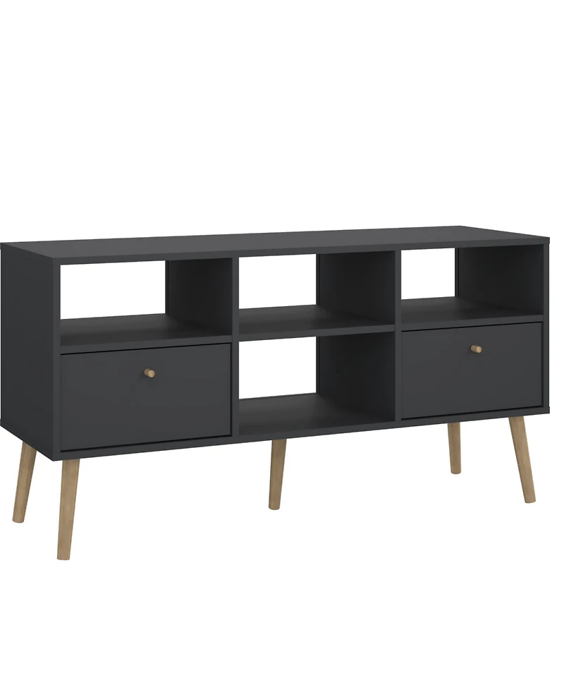 Tvilum 23.94" Wood 2 Drawer and 4 Shelf Tv Stand