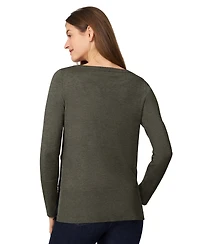 Melissa Paige Women's Contrast-Trim Side-Button Tunic Sweater