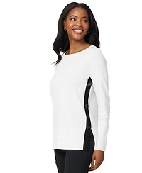 Melissa Paige Women's Contrast-Trim Side-Button Tunic Sweater
