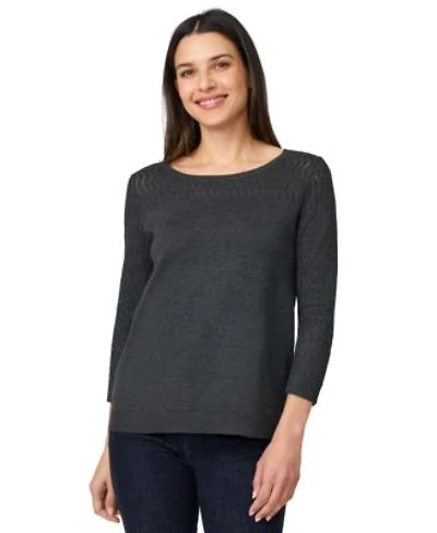 Melissa Paige Womens Crewneck Pointelle 3 4 Sleeve Lightweight Sweater Pxs Xl