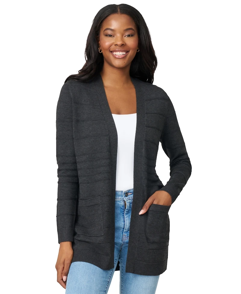Melissa Paige Women's Ribbed Open-Front Long Cardigan