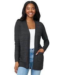 Melissa Paige Women's Ribbed Open-Front Long Cardigan