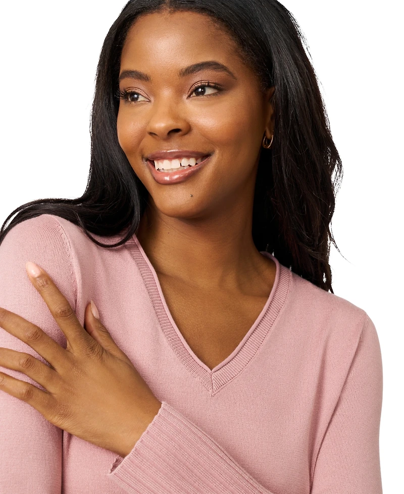 Melissa Paige Women's V-Neck Wide-Hem Wide-Cuff Sweater