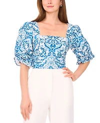 Parker Women's The Lona Printed Blouson-Sleeve Blouse