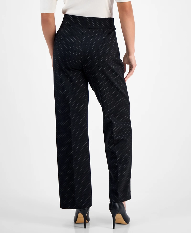 Anne Klein Petite Dot-Print Pull-On Ponte Pants