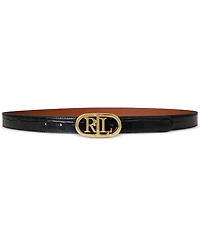 Lauren Ralph Lauren Logo Reversible Embossed Leather Skinny Belt