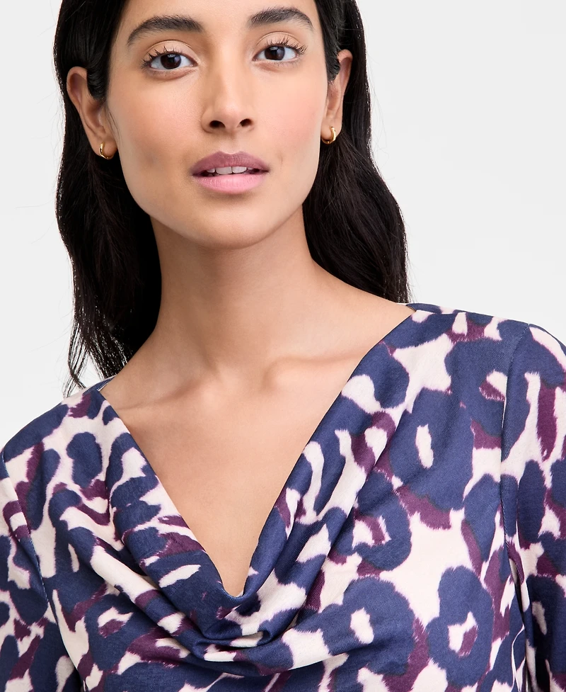 Tahari Asl Cowl-Neck Draped-Waist Top, Regular & Petite