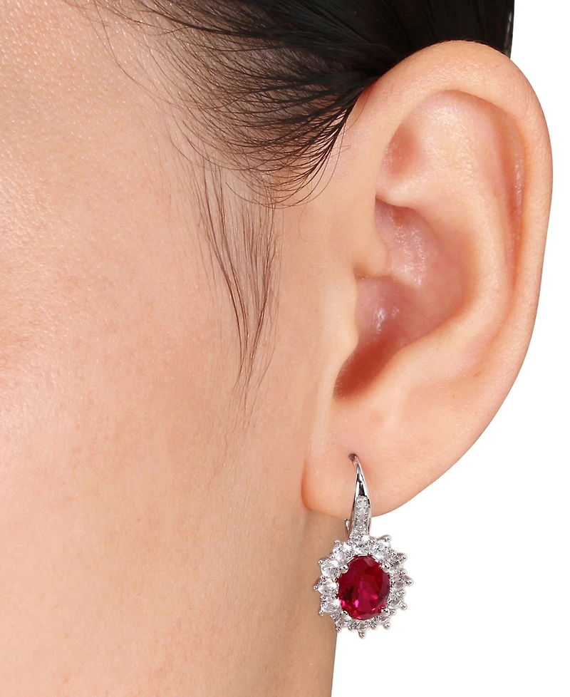Lab-Created Gemstone & Diamond Accent Drop Earrings Sterling Silver