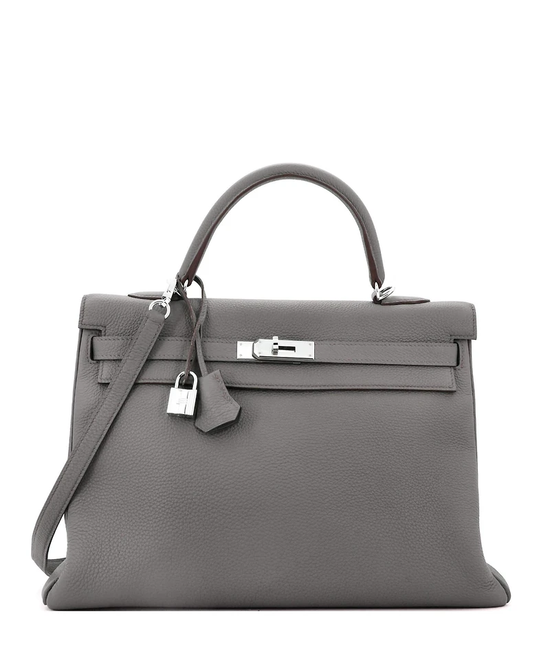 Pre-Owned Hermes Kelly 35 Handbag Grey Togo with Palladium Hardware