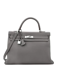 Pre-Owned Hermes Kelly 35 Handbag Grey Togo with Palladium Hardware