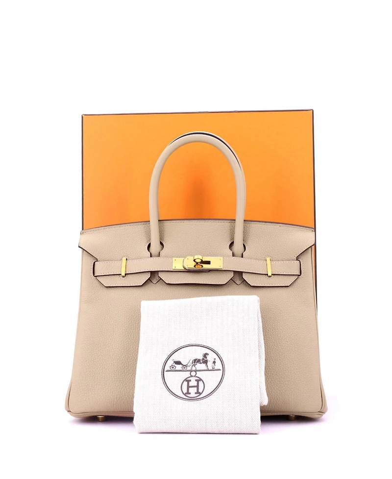 Pre-Owned Hermes Birkin 30 Handbag Light Togo with Gold Hardware