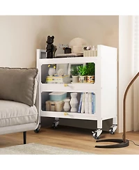 2 Door Accent Cabinet, 3 Tier Kitchen Organizer Shelf, White