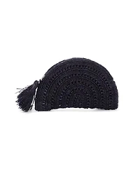 Adornia Navy Raffia Moon Clutch