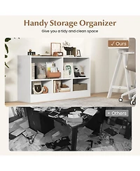 Gouun Kids 2-Shelf Bookcase 5-Cube Wood Toy Storage Cabinet Organizer