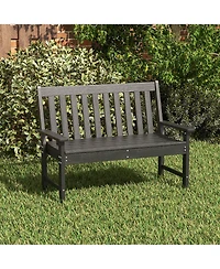 Gymax Garden Bench All-Weather Hdpe 2-Person Outdoor Bench for Front Porch Backyard