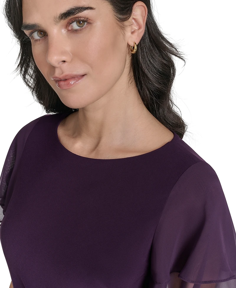 Jessica Howard Petite Flutter-sleeve Sheath Knee Length Dress