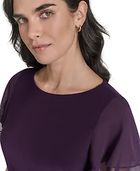 Jessica Howard Petite Flutter-sleeve Sheath Knee Length Dress