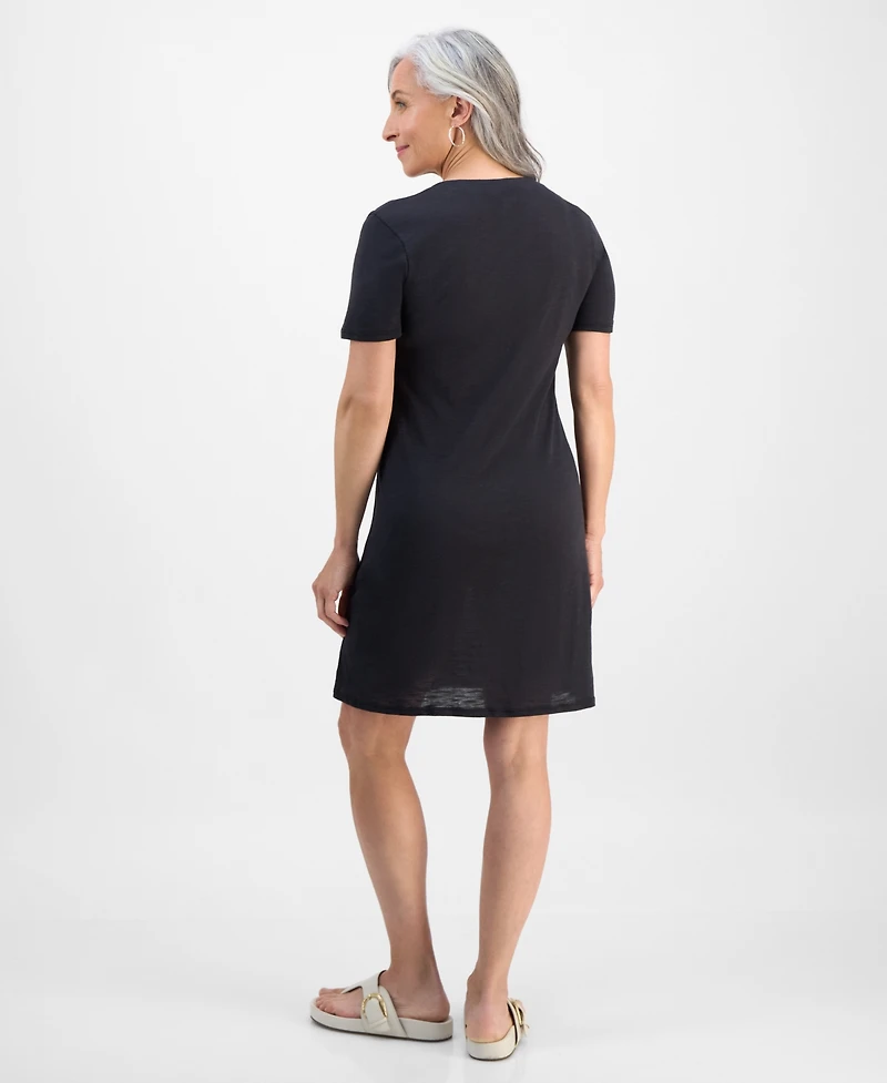Style & Co Petite Spread-Collar Short-Sleeve Dress, Exclusively at Macy's
