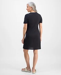 Style & Co Petite Spread-Collar Short-Sleeve Dress, Exclusively at Macy's
