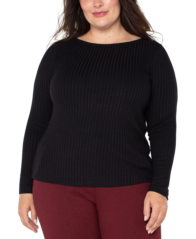 Liverpool Los Angeles Trendy Plus Ribbed Boatneck Top