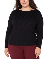 Liverpool Los Angeles Trendy Plus Ribbed Boatneck Top