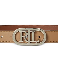 Lauren Ralph Oval-Logo Reversible Leather Skinny Belt