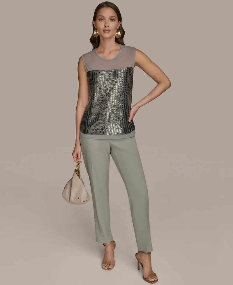 Donna Karan New York Women's Sleeveless Beaded Mesh Top