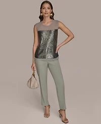 Donna Karan New York Women's Sleeveless Beaded Mesh Top