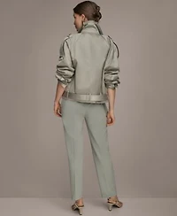 Donna Karan New York Womens Satin Zip Front Jacket Slim Leg Pants
