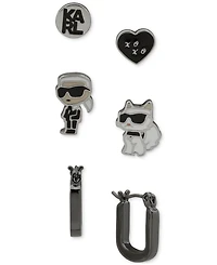Karl Lagerfeld Paris 3-Pc. Mismatched Stud & Hoop Earrings Set