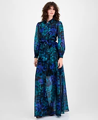 julia jordan Women's Floral-Print Maxi Shirtdress