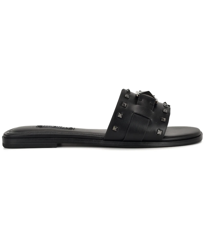 Nine West Women's Griyen Studded Flat Slide Sandals