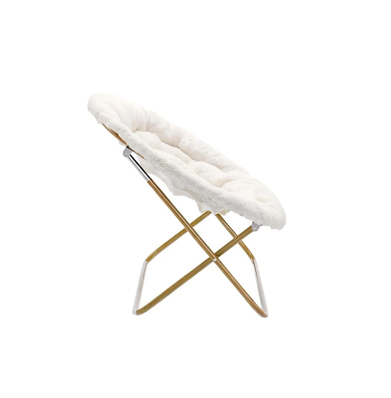 Janey Folding Double Saucer Chair With Steel Frame For Dorm, Living Room, Or Bedroom