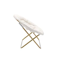 Janey Folding Double Saucer Chair With Steel Frame For Dorm, Living Room, Or Bedroom