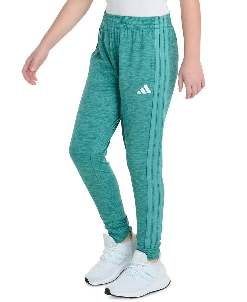 adidas Big Girls Elastic-Waistband 3-Stripe Melange Jogger Pants