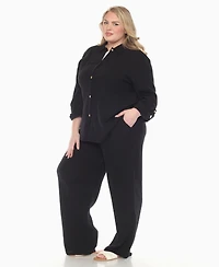 White Mark Plus Long Sleeve Button Down Cotton Gauze Set