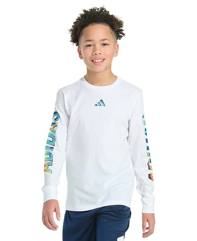 adidas Big Boys Long-Sleeve Spectrum of Light Logo Graphic Cotton T-Shirt