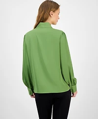 T Tahari Women's Bow-Neck Tie Blouse