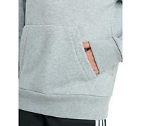 adidas Big Boys Long-Sleeve Essential Linear Embroidered Fleece Heather Pullover Hoodie