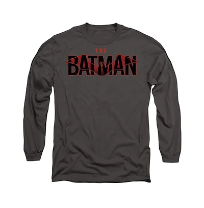 Batman Men's The Logo With Red Bat Long Sleeve Adult Tee / T-Shirt